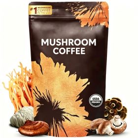 Organic Mushroom Instant Coffee, 6 Adaptogenic Mushrooms Medium Roast, 30 Servings (Option: 30 Servings)